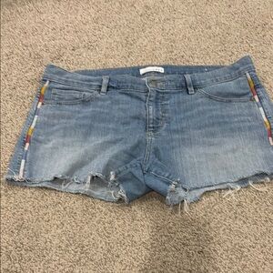 LOFT Light Blue Jean Shorts with Colorful Accents